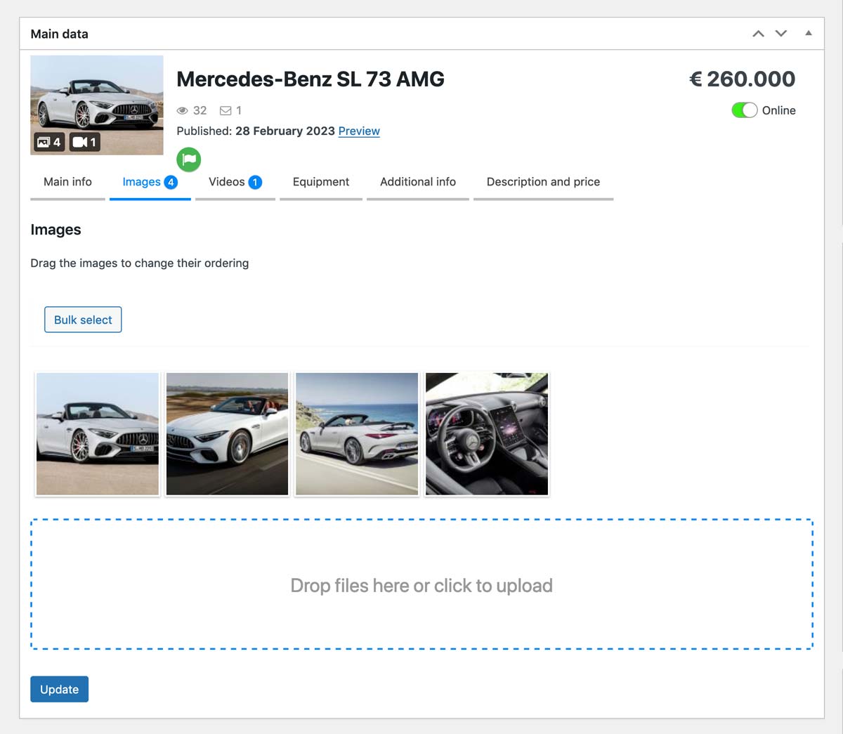 WPdealer Cars insert ad images